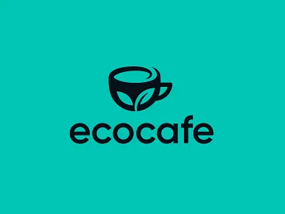 ecocafe black branding cafe logo coffee coffee bean coffee branding coffee cup coffee logo coffee shop logo eco food logo leaf logo design logolovely mark nature negative space organic plant roast