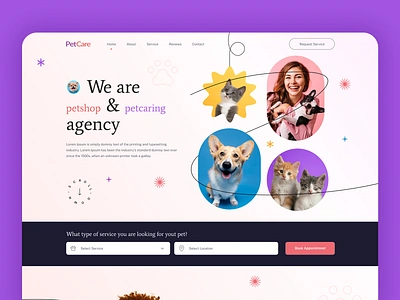 PetShop & PetCare banner design branding creative design design home page illustration landing page logo pet website petcare petcare landing page pethealth pets pets landing page petshop testimonail ui ux vector website