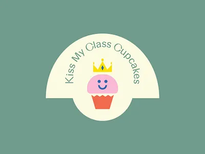 Cupcake Logo brand branding color crown cupcake custom type design dessert identity illustration kiss logo logos pink logo smiley face