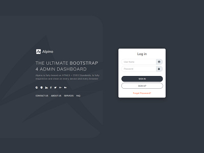 Alpino Login page and admin template admin dashboard admin panel admin template light and dark login login design login form login page login screen responsive design rtl support thememakker web template