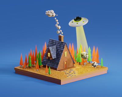 UFO cow 3d blender blender 3d colors cow design halloween kaino3d reference ufo