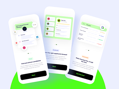 On-boarding app cards clean contrast design flat hiring mobile onboarding onboarding screen popular product design ui uidesign userexperiencedesign userinterface uxui