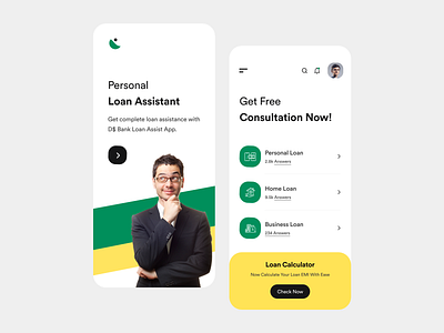 Loan Assistant app ui app ui ux assistant bank app clean finance app green ios app loan loans loans brokers mobile app ui product design typography ui ui ux user experience user interface ux white