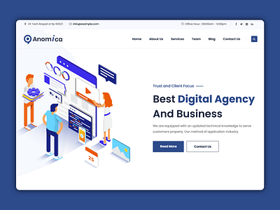 Anomica - Digital Agency Website agency agency website best shots business business website clean creative design designer dribble best shot landing page ux design website