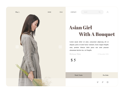 Asian Girl app design minimal movie app movies ui ux web