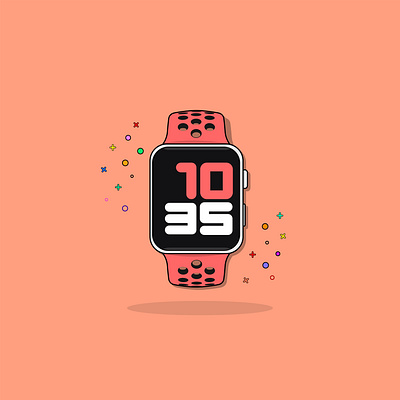 Flat Vector Illustration of Apple Watch. apple watch branding illustration illustrator logo minimal smartwatch typography ui vector watch