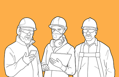 Personas illustration minimal portrait simplified technical illustration