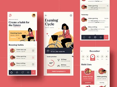 Habit Forming App app app design app ui habit habit building habit monitoring habit tracking health mobile app routine tracking ui