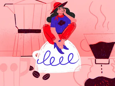 Coffee time character coffee coffee cup colors digital art dreaming dribbble editorial editorialillustration girl illustration procreate ui woman