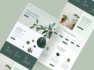 Plant based air purifier flat landing page plant ui ux