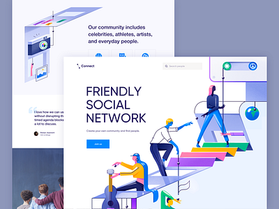 Connect - Web App clean colors design illustration minimal page ui ux web website