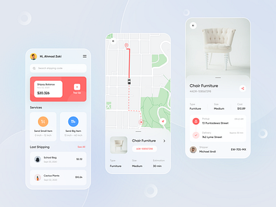 Qirim - Mobile Apps app branding clean delivery design designer finance ios map minimal mobile app mobile ui order red service shipping ui ui design ux ux design