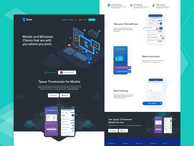 7pace Products Landing Page 7pace clean ui desktop app hero design landingpage mobile app presentation page product page