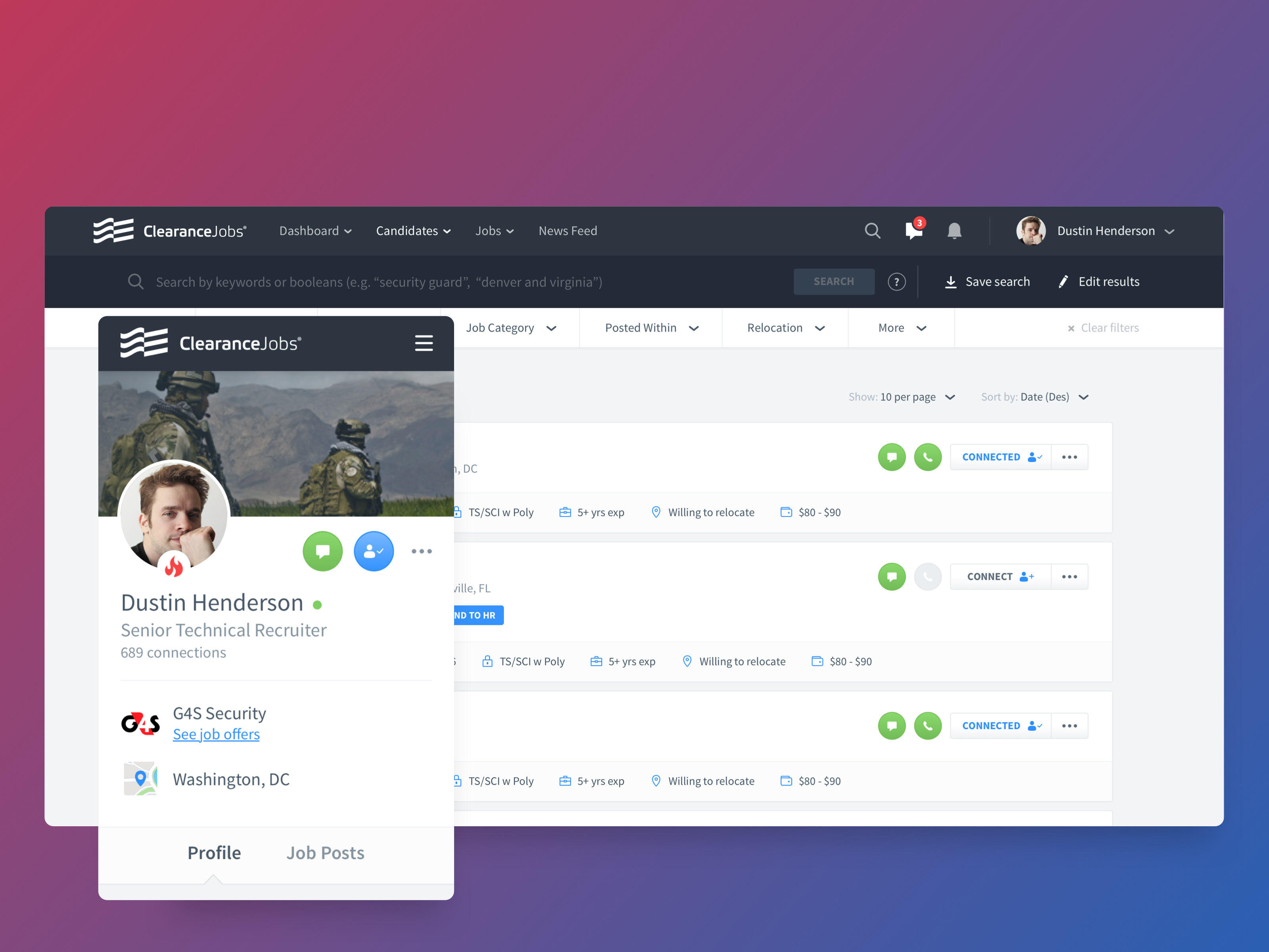 Clearance Jobs' Web App branding career website careers design front end front end development mobile design product revamp security ui ui design uiux ux ux design web app webapp