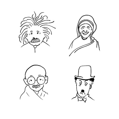 Cartoon Drawing Of Famous Personalities albert einstein caricature cartoon cartoon art cartoon illustration charlie chaplin drawing famous personalities how to draw cartoon line drawing mahatma gandhi mother teresa