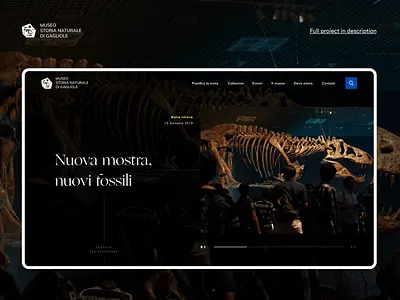 Museum of Natural History of Gagliole - Website black branding dark darkmode design dinosaur elegant history logo modern museum natural simple ui ui ux uidesign web webdesign website websites
