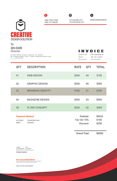 invoice for business branding illustration vector