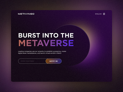 Metaango - metaverse website design blockchain crypto dark design landing page meta metaverse nft space ui virtual reality website