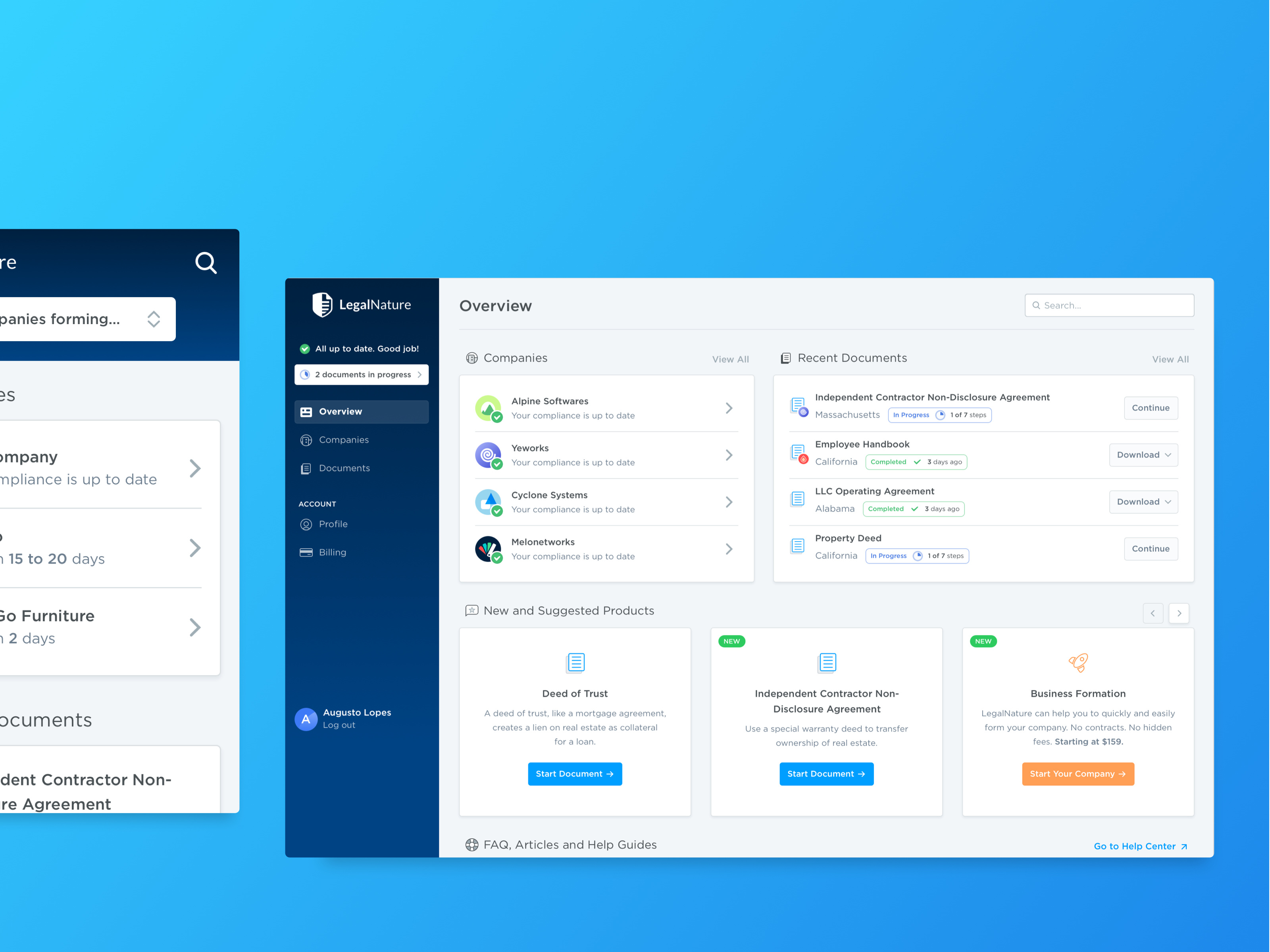 Legal Nature's Web App case study dashboard design development documentation front end development legal documentation product product design product strategy ui ui design uiux ux ux design web app webapp webapp design