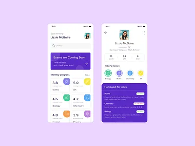 School App app design education interface lessons mobile popular school smart study top uxui