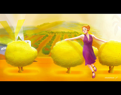 Emma Stone Lalaland scene art artist artwork background background art digital art digital painting emma stone huevember illustration art illustration challenge illustration digital lalaland movie scene visual development