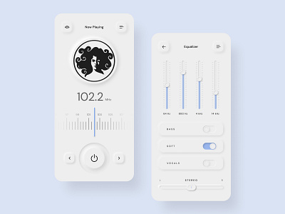 Radio Player with Neumorpism Concept equalizer mobile app design mobile design neumorphic neumorphic design neumorphism neumorphism ui radio app radio player simple clean interface ui ui design