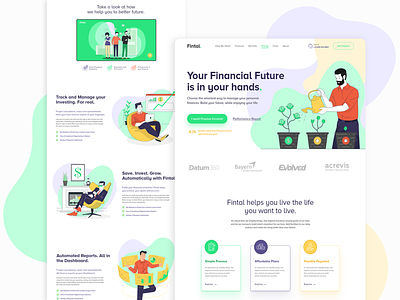 Fintal Finance | Landing Page app dashboard design finance financial grow growth interface invest investment metrics mobile money report save savings stock trade ui web design