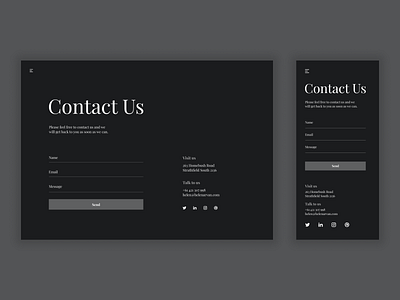 Contact Us black contact contact form contact page contact us dailyui dailyuichallenge dark mode design ux