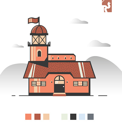 Flat illustration of lighthouse(flat design) architechture flat illustrations graphic design illustrator design redesign concept simple design simplicity vector illustration