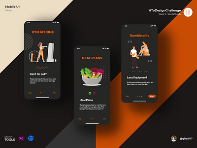 Onboarding of GYM app design illustration ios mobile app ui uiinspiration ux weeklyui