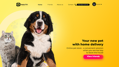 page Happy Pet animation app art design icon illustrator logo page builder page design vector webdesign website website design