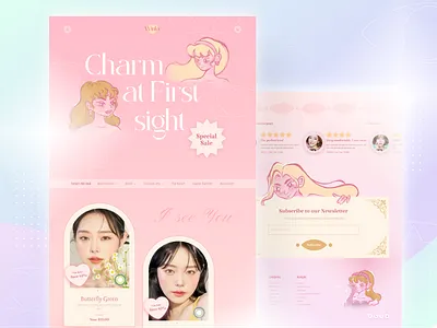 Winky (Contact lens) Website beauty beauty landingpage beauty website branding clean contact lens design hero illustration landingpage minimal pink ui ui design uiux ux design vector website