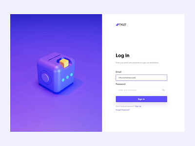 Login Page 3D Animation 3d animation application blender design figma login page minimal product design purple ui ux web web application website websites