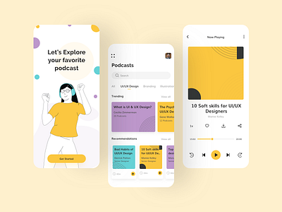 Podcast App illustraion music podcast podcasting ui design