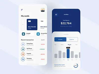 Banking App android app application bank app banking banking app blue clean dashboard ui fresh mobile mobile app design mobile ui simple ui uidesign