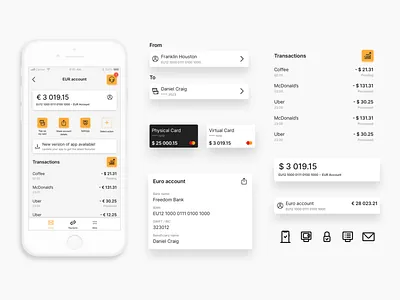 Compact Fintech Banking App UI android app bank banking fintech interface ios iphone layout light minimal mobile modern ui uxui