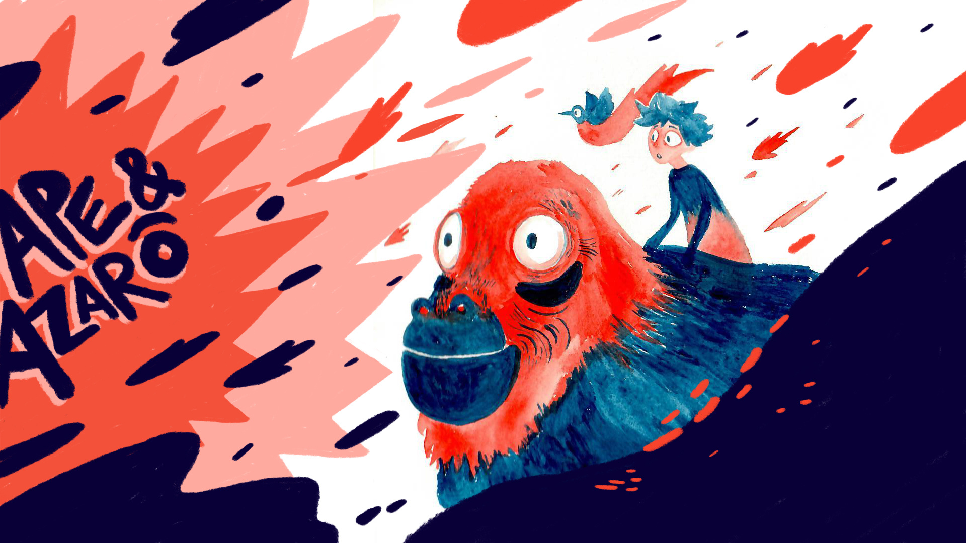 Ape and Azaro adventure design fantasy gouache illustration photoshop poster poster art