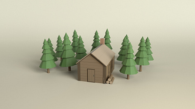 Log Cabin 3d cabin low poly lowpoly maya nature woodland