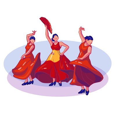 Flamenco dancers 2d art art cartoon character design dance drawing illustration illustrator procreate spanish web web design