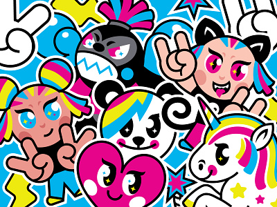 Characters for Kami branding character design graphic design illustration kanekalon kawaii packaging pattern vector