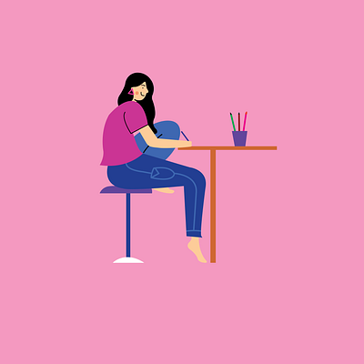 Journaling design flat girl character illustration minimal people illustration vector web