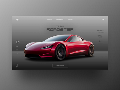 Tesla Website Dribbble reduced car website cars concept car concept design cool website sci fi tesla roadster webdesign