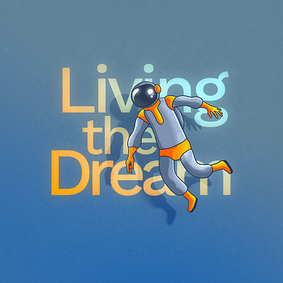 Living The Dream astronaut cosmonaut drawing dream dreamy floating hand drawn illustration mental health mental wellness planets procreate space spaceman