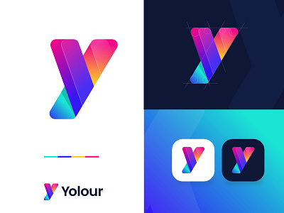 Yolour - Modern Letter Logo- Y Letter Logo 3d abstract abstract logo adobe ilustrator animation app branding design graphic design icon illustraion modern logo typography ui ux vector website y letter logo y logo