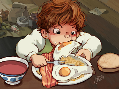 Iconic Studio Ghibli meals :: 2/3 🥓🍳 2d art character design characterdesign comic art design digital digital illustration digital painting digitalart hayaomiyazaki howls moving castle illustration redraw