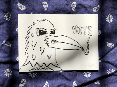 VOTE cigarette eagle hand drawn illustration original art pen and ink pen drawing traditional illustration vote