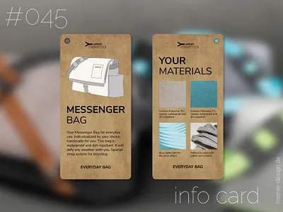 DailyUI 045 bag design daily 100 challenge daily ui 045 dailyui dailyui 045 dailyui 45 dailyui045 dailyui45 dailyuichallenge illustration info card infocard material info messenger bag uidesign uidesigner