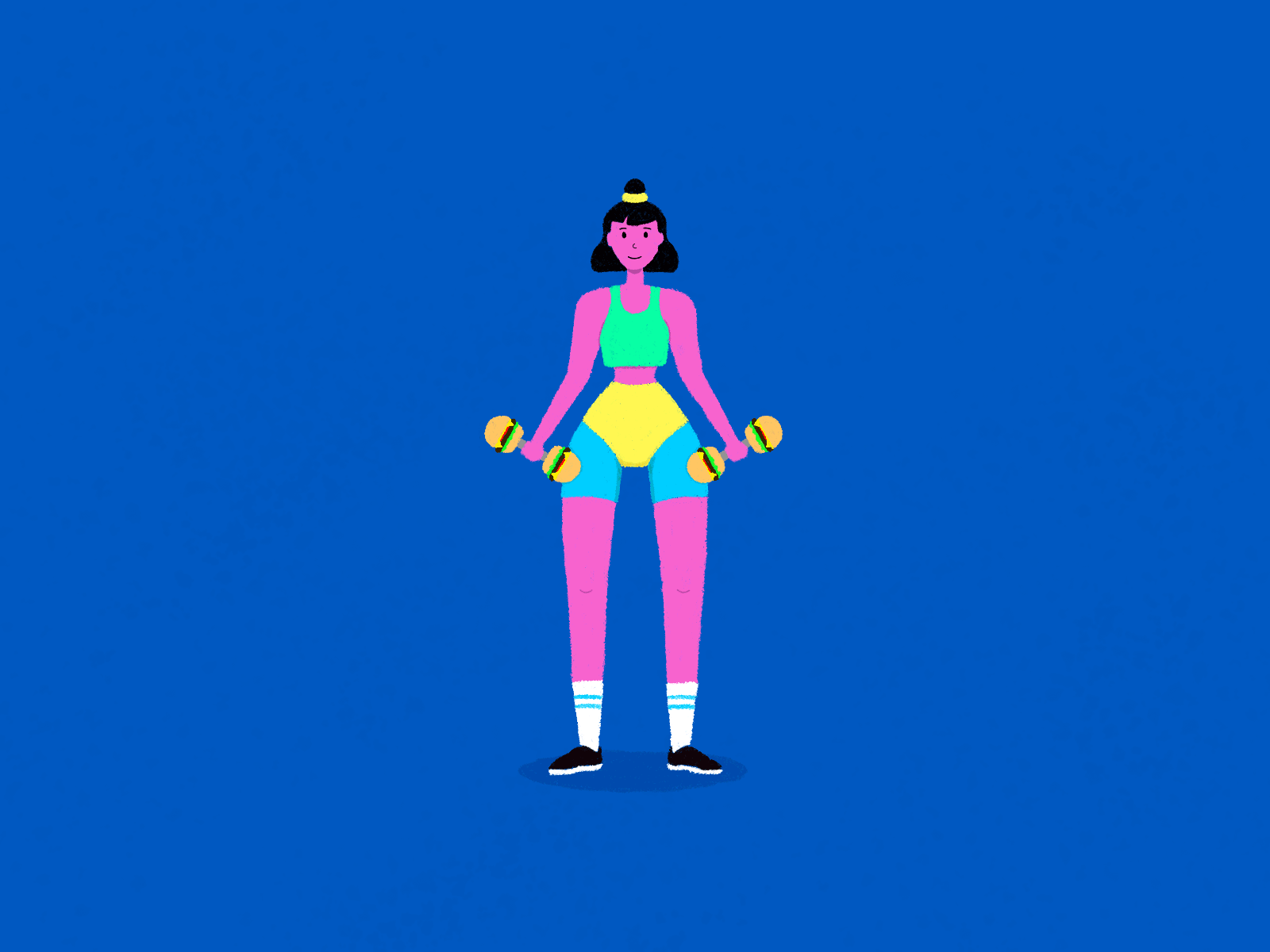 carb workout exercise hamburger retro woman workout