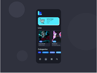 Streaming Application - Mobile App app application colorful ios mobile mobile app mobile ui stream streamer streaming streaming app streaming service twitch ui ux videos