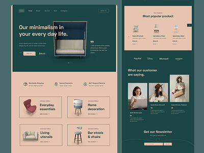 Camelia interior homepage app clean design ecommerce ecommerce design furniture website homepage interface interior landingpage typography ui ux web webdesign website